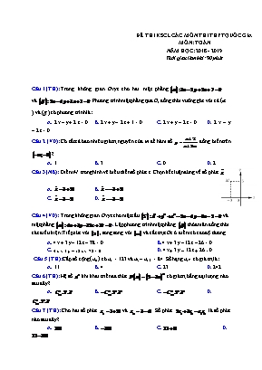 Đề thi khảo sát chất lượng các môn thi THPT Quốc gia môn Toán - Năm học 2018-2019 (Có đáp án)